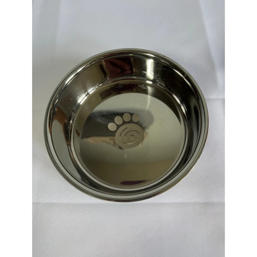 NWT Stainless Steel Dog Dish 4 Cups Black Silver Insulated Non Slip Water Bowl